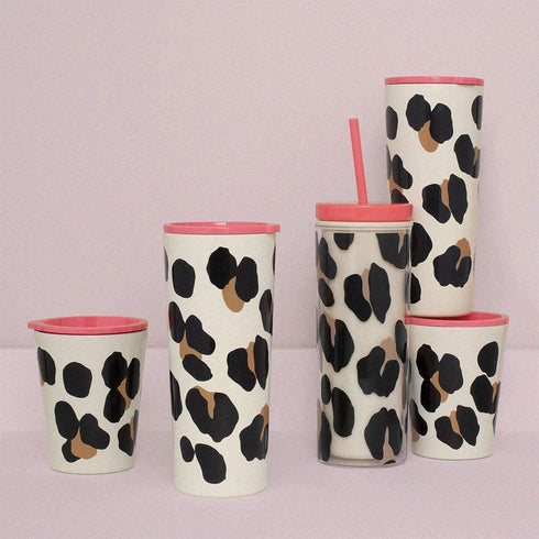 Kate Spade New York Insulated Stainless Steel Tumbler, Leopard Print 24 Ounce Double Wall Travel Cup with Lid, Forest Feline