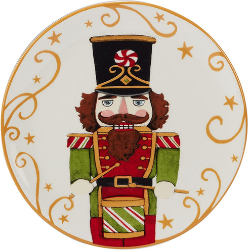Certified International Holiday Magic Nutcracker 6" Canape/Luncheon/Snack Plates, Set of 4, Multicolor