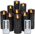 RY King Set of 9 Pillar Real Wax Flameless LED Battery Operated Electric Flickering Candles with Remote Control Timer for Holiday Decorations