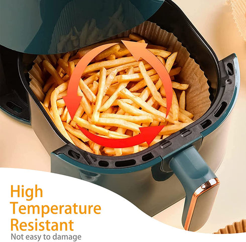 Air Fryer Disposable Paper Liner ,100PCS Non-Stick Air Fryer Paper Liners,Baking Paper Food Grade Parchment Oil-Proof Water-Proof Steamer Oil Paper for Roasting Microwave (B Natural 100PCS & 6.3Inch)