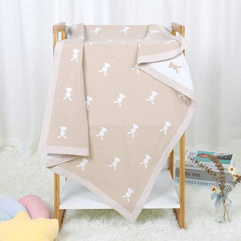 LAWKUL Baby Wrap Blanket Soft 100% Cotton Baby Blanket Knit Crib Receiving Blanket with Bunny Pattern Swaddle Cute Blanket for Babies Boy and Girl in Easter Size 4030 Inches
