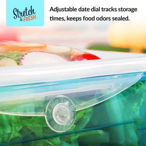 STRETCH and FRESH by Emson Silicone Food Storage Containers Airtight Lids for Solid Food and Leak-Proof for Soups and Sauces, Freezer-Safe BPA-Free Stackable Meal Prep Container As Seen On TV (12)