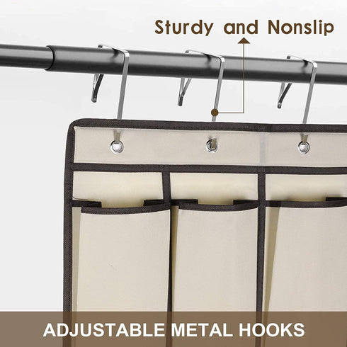 Over the Door Shoe Organizer, 2 Pack Laigoo Hanging Shoe organizer with 24 Large Fabric Pockets, with 4 Hooks Shoe Storage Rack Organizer for Closet Bedroom Bathroom Pantry?60 x 20 inch, Beige)