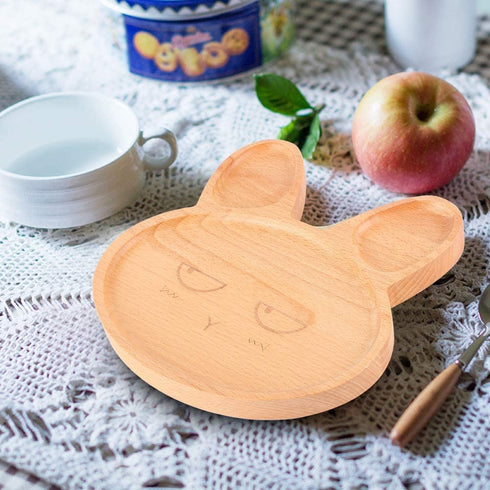 Wooden Food Tray, Dish Plate Dessert Snack Bowl with Compartment Breakfast Serving Platter Dinnerware Set Charcuterie Server Platter