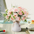 LESING Artificial Flowers with Vase Fake Silk Flowers in Vase Gardenia Flowers Decoration for Home Table Office Party (Pink)