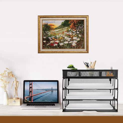 Reliatronic Mesh Office Desk Organizer, Stackable File Letter Tray Organizer Perfect for Home Office, Black