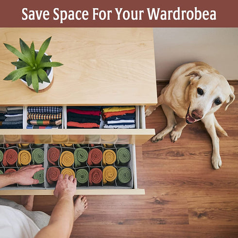 Socks Organizer ,3packs Dresser Drawer Organizer 72 Cell Collapsible Closet Underwear Organizer Drawer Divider for Storing Socks, Underwear, Silk Scarves, Ties, Belts