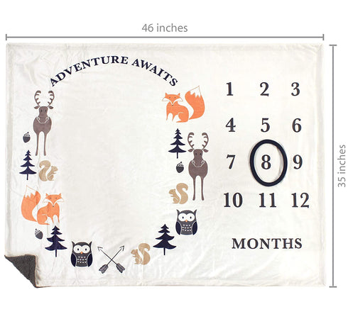Hudson Baby Unisex Baby Plush Holiday and Milestone Blanket, Boy Adventure Awaits, One Size