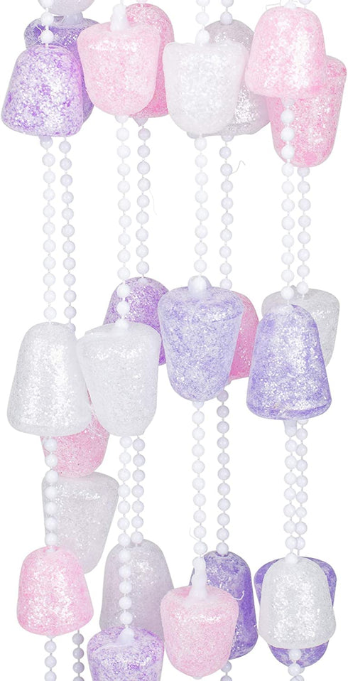 Kurt Adler Pink Purple and White Glittered Gum Drop Garland 9 Feet Long H2051 New