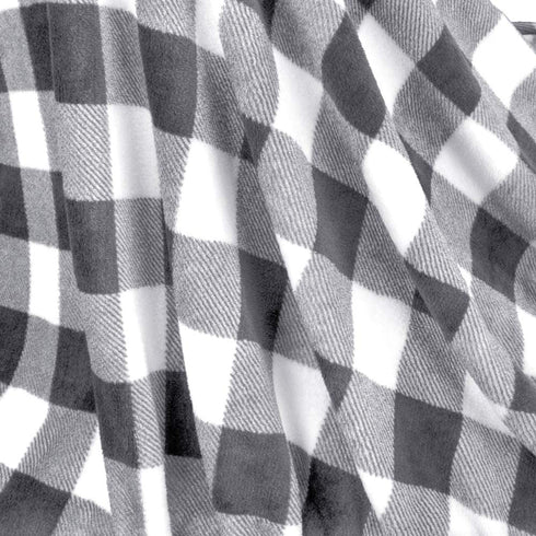 PAVILIA Buffalo Plaid Throw Blanket for Sofa Couch | Soft Flannel Fleece Grey White Checker Plaid Pattern Decorative Throw | Warm Cozy Lightweight Microfiber | 50 x 60 Inches