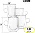 BTaT- Double Wall Glass Barrel Shape, 4 Pack, 5 oz (150 ml), Espresso Cups, Clear Espresso Cups, Glass Coffee Mugs, Clear Coffee Mug, Double Wall Glass Coffee Mugs, Latte Cup, Cappuccino Cup