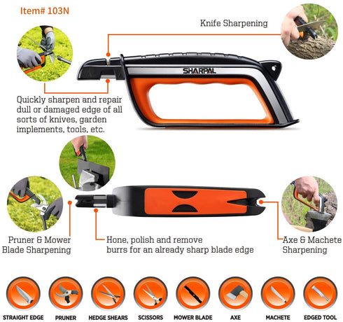SHARPAL 103N All-in-1 Knife Garden Tool Multi-Sharpener for Lawn Mower Blade, Axe, Hatchet, Machete, Pruner, Hedge Shears, Scissors
