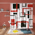 DESIHOM Red Shower Curtain with 12 Metal Double Glide Hooks, Black Red Modern Shower Curtain Geometric Bathroom Shower Curtains Polyester 72x72 Inch