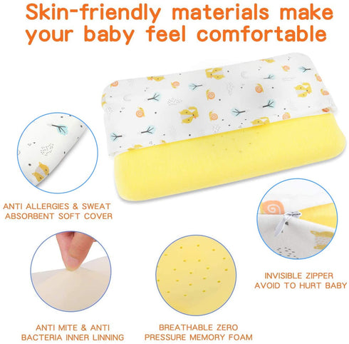 Baby Pillows for Sleeping, Baby Head Shaping Pillows Prevent Flat Head Newborn Pillow, Memory Foam Toddler Pillow with Cotton Pillowcase for 3-36 Months Baby?Fox?