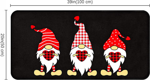 Gnome Kitchen Rug Non Slip Kitchen Floor Mat Cushioned Standing 20 x 39 Inch, Valentines Day Gnomes Rug Runner for Sink Kitchen Decor and Accessories
