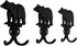 Rustic Black Bear Cast Iron Double Wall Hooks, Set of 3, 5.25 Inches