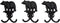Rustic Black Bear Cast Iron Double Wall Hooks, Set of 3, 5.25 Inches