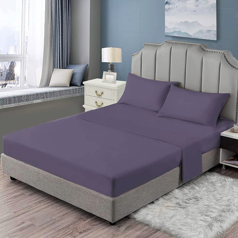 EaseHome Queen Size Sheets Set - Extra Soft Luxury Brushed Microfiber Queen Bed Sheets with 15 inch Deep Pocket - Comforterble Wrinkle Fade and Hypoallergenic- 4 Piece (Queen,Purple)