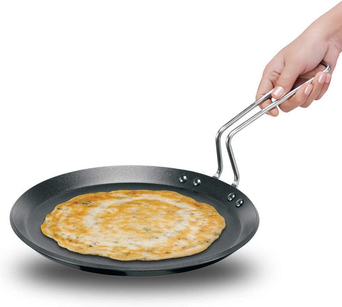 Hawkins Futura Non-stick Induction Compatible Flat Tava Griddle, 10" Induction, BLACK,