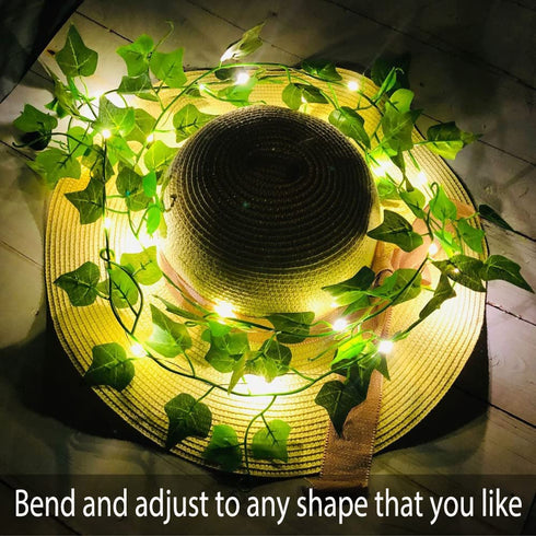 Ivy String Lights, Fake Vine String Lights, Artificial Ivy Decor Lights Garland Wreath Green Leaf Flowers Valentine's Day Party Wedding Home Garden Christmas Decor Room Wall Indoor Outdoor Decoration