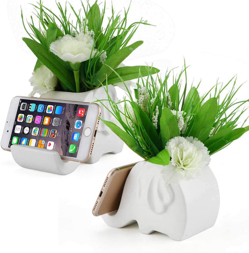Ceramic Pencil Holder,desktop Stationery Box Organizer?Mobile phone bracket (elephant)