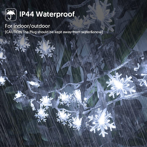 Led Christmas Lights Snowflake String Lights 100Led 49Ft Plug in 8 Modes Extendable Fairy String Lights for Indoor Outdoor Holiday Party,Wedding, Xmas Tree, New Year, Christmas Decorations(Cool White)