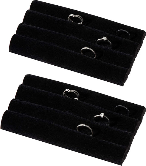 Adorox 2 sets of Finger Black Velvet Ring Trays Accessory Foam Pads Showcase Counter Top Display Jewelry Holder 5.5'' Holiday Gift Christmas