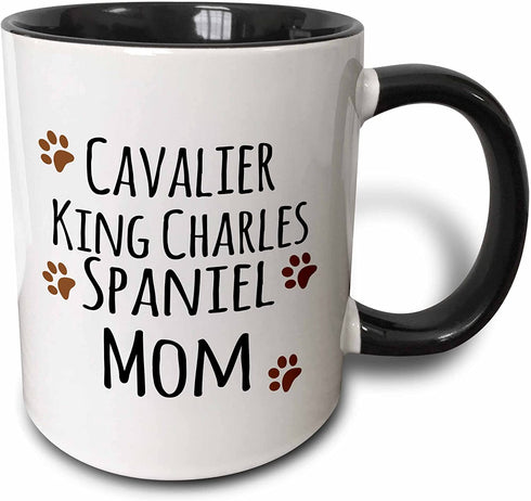 3dRose Cavalier King Charles Spaniel Dog Mom Mug, 1 Count (Pack of 1), Black