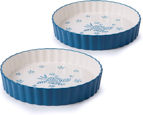 Wisenvoy Pie Pan Tart Pan Quiche Ceramic Pie Dish Pie Plate Tart Pans 9 inch Tart Pan Deep Dish Pie Pan Quiche Pan