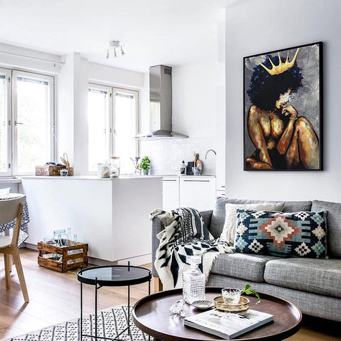 Black Queen Wall Art Africa America Wall Art Black Girl Canvas Wall Art Dector Pictures African Art Bedroom Wall Decorations Black Queen Artworks For Living Room No Frame 16x24 Inch