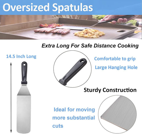 ULEE Griddle Accessories Kit of 9, Professional Stainless Steel Flat Top Grill Cooking Kit, Perfect for Outdoor BBQ, Teppanyaki and Camping