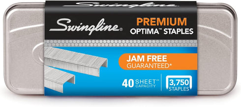 Swingline Staples, Optima, Premium, 1/4" Length, Jam Free Staples for Swingline Stapler Heavy Duty, Perfect for Home Office Supplies & Desktop, 40 Sheet Capacity, 210/Strip, 3750/Box, 1 Pack (35556)