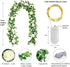Artificial Eucalyptus Garland, Seasky Greenery Garland Vines with Lights Garland Eucalyptus Leaves with 8 Roses for Garden Home Office Party Decor Indoor, Wedding Arch Decor Outdoor