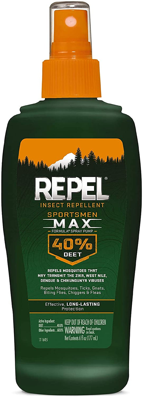 Repel 24101 Bee Sportsmen Max Formula Spray Pump 40% DEET, 2/6-Oun, 6 ounce - 2 pack, Green