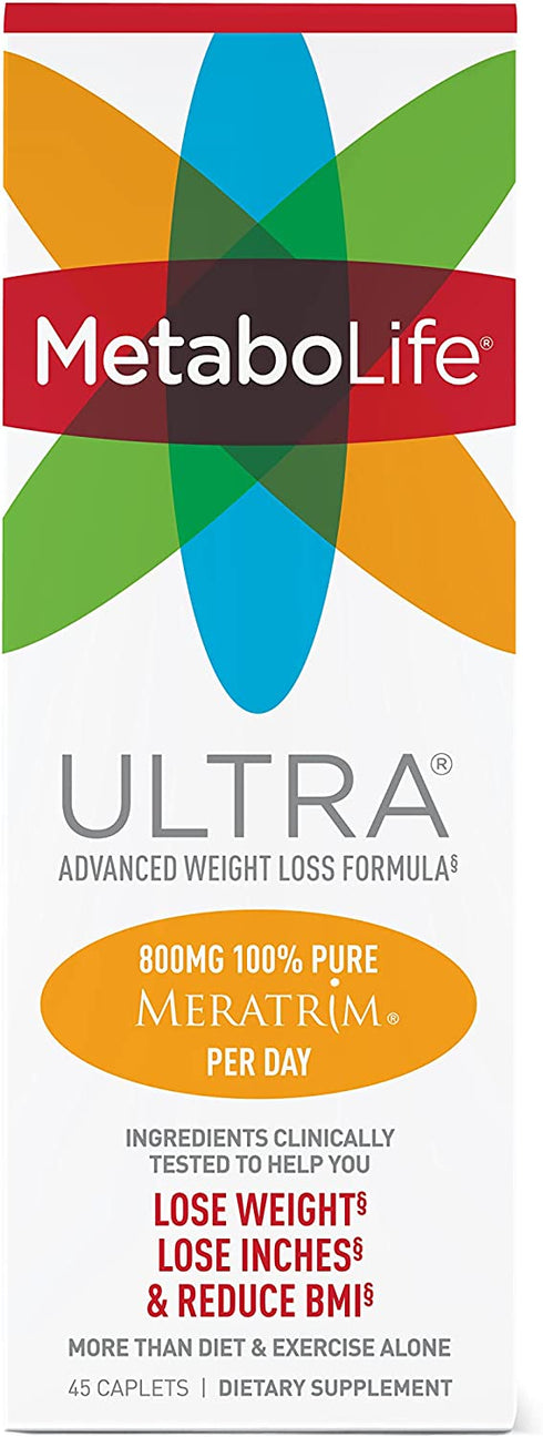 MetaboLife Ultra Advanced Weight Loss Formula - Appetite Suppressant & Metabolism Booster for Weight Loss w/ Meratrim, Garcinia Cambogia, Caffeine - Thermogenic Fat Burner for Men & Women, 45 Caplets