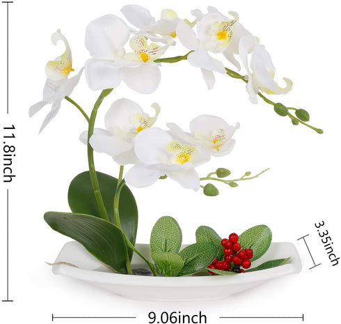 LIVILAN Artificial Orchid White Arrangements for Decoration Silk Fake Flowers for Table Centerpiece Home Bathroom Decor Office Wedding Vivid