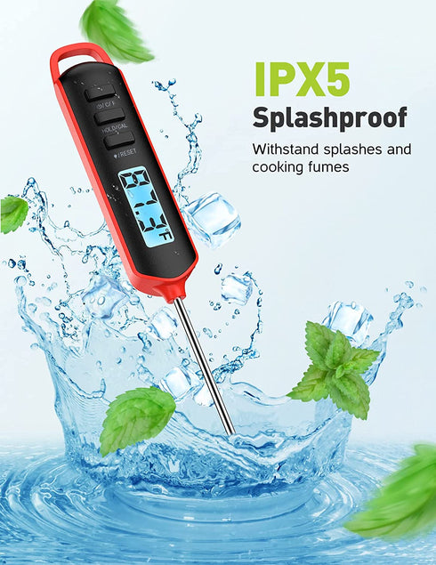 Hogadget Digital Meat Thermometer, Precise Instant Read Thermometer with Long Probe, Backlight Calibration Food Thermometer for Cooking Turkey Roast Steak Grilling BBQ Deep Fry Liquids