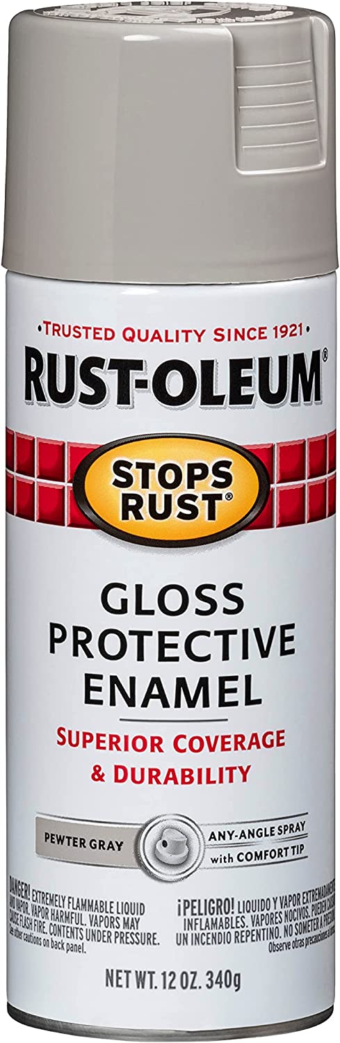 Rust-Oleum 7783830 Stops Rust Spray Paint, 12-Ounce, Gloss Pewter Gray