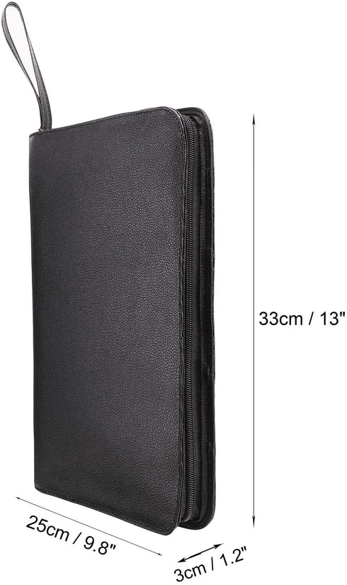 Fountain Roller Ball Pen Case Holder PU Leather Bag for 48 Pens Color Black