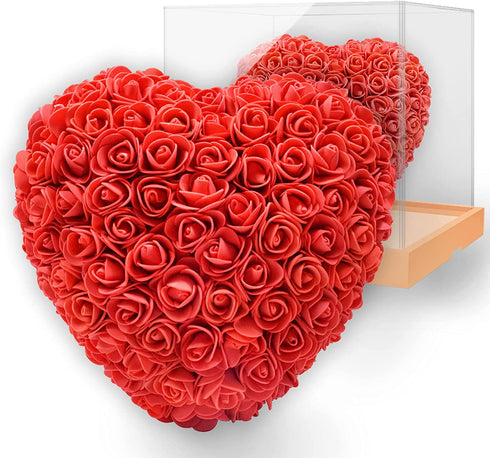 Valentines Day Gifts for Her, Great ideds Handmade Fake Rose Heart with Gifts Box, Valentines Day Decorations for Room, Home, Valentines Day Gitfs for Her Girlfriend, Women, Wife, Kids