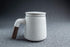 Tea cup with Sandalwood handle, 13 oz, Ceramic Tea Mug with Porcelain Infuser and Lid for Hot Tea or Coffee, Gift Set, 1-Pack (White)
