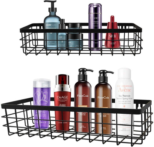 Baskets for Organizing Storage, Black Kitchen Wall Shelves, Bathroom Shelf, 2 Pack