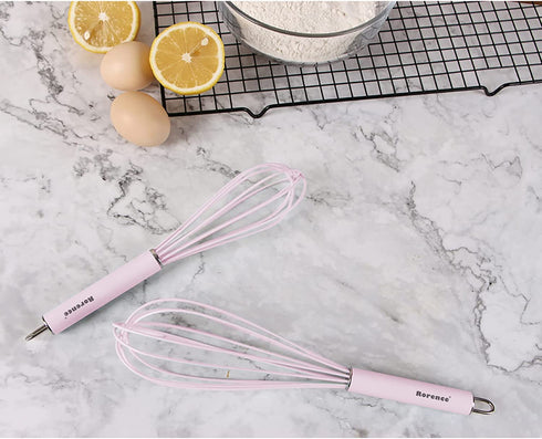 Rorence Silicone Whisk Spatula Spoonula & Brush Set of 6 - pink