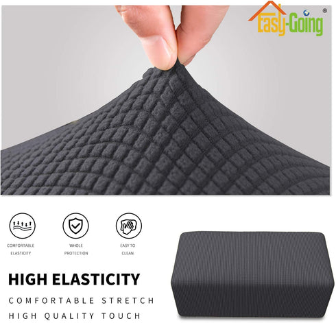Easy-Going Stretch Ottoman Cover Folding Storage Stool Furniture Protector Soft Rectangle slipcover with Elastic Bottom(Ottoman Small,Dark Gray)