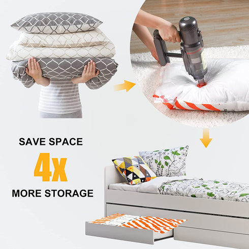 Vacuum Storage Bags 10Pack Small (23.6"x15.7") Reusable Vacuum Sealer bags, Compression Bags with Hand Pump for Clothes, Dresses, Travel