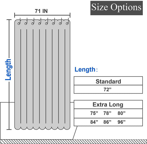 Extra Long Shower Curtain with 84 inch Height, Fabric, Waffle Weave, Hotel Luxury Spa, Water Repellent, Machine Washable, 230 GSM Heavy Duty, White Pique Pattern Decorative Bathroom Curtain