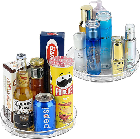 Empaxum 2 Pack Lazy Susan Cabinet Organizer 9" Clear Plastic Turntable Organizer Rotating Spice Rack Kitchen Storage Cosmetic Makeup Organizers for Pantry, Countertop, Fridge, Shelf, Vanity, Bathroom