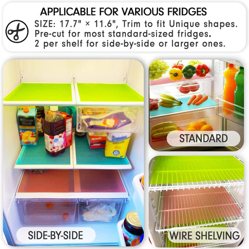 12 Pcs Refrigerator Liners, MayNest Washable Mats Covers Pads, Home Kitchen Gadgets Accessories Organization for Top Freezer Glass Shelf Wire Shelving Cupboard Cabinet Drawers (12 White)