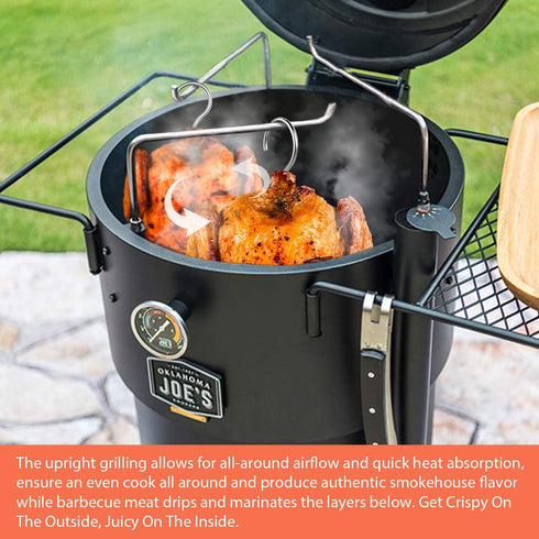 6 Pieces Stainless Steel Vertical Skewer Set, (2x15''Skewers,2x9˜™Spikes& 2x6.25˜™Bases), Multifuntion Barbecue Spike& Poultry Hanger Set for Webber,Bronco, Pit Barrel,Green Egg Smoker,etc