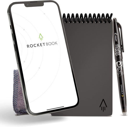 Rocketbook Smart Reusable Notebook - Dot-Grid Eco-Friendly Notebook with 1 Pilot Frixion Pen & 1 Microfiber Cloth Included - Deep Space Gray Cover, Mini Size (3.5" x 5.5")